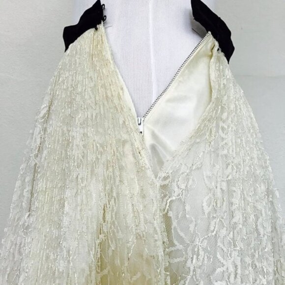 Vintage 1950s Full Circle Midi Skirt Crinoline Off White Lace - Picture 4 of 8